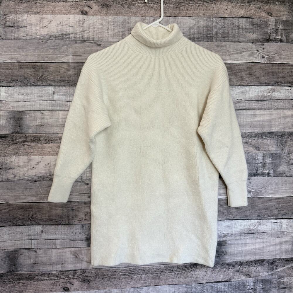 Aritzia Babaton Women’s Cream 100% Wool Turtleneck Pullover Tunic Sweater XS